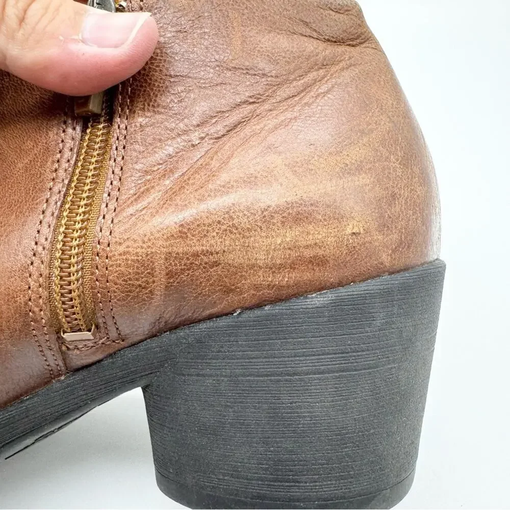 Dansko Raina Leather Low Heel Dip Side Comfort Bootie Brown Sz 40 Office Minimal - Picture 13 of 15